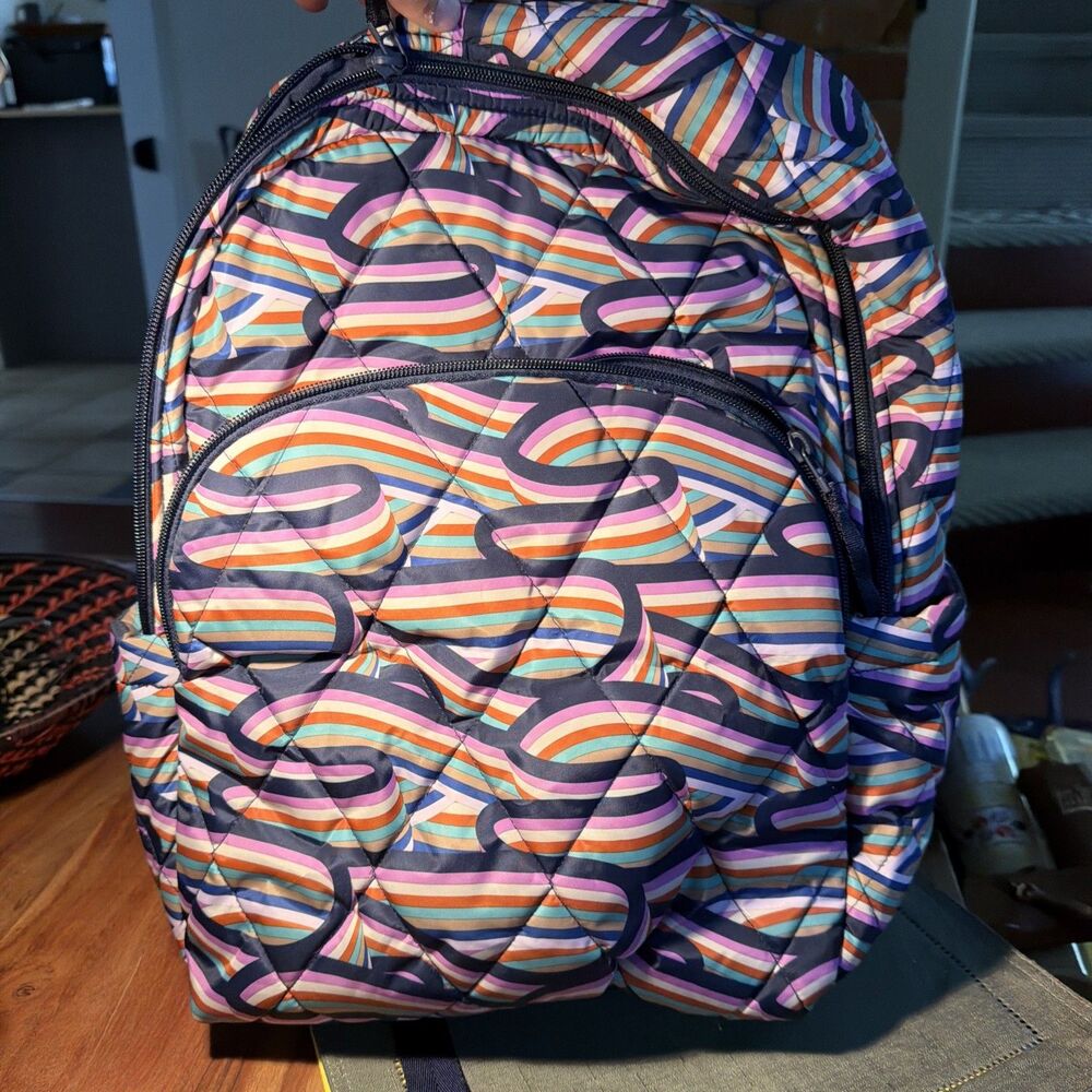 Vera Bradley Backpack Retro Ribbons Pattern Back To School Great Condition